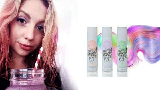 blogger with merhaid coloured hair from temporary peach hair chalk